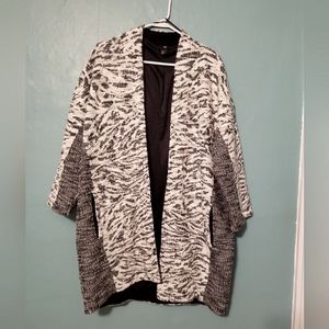 H&M Longline Cardigan, black and white. Size medium.